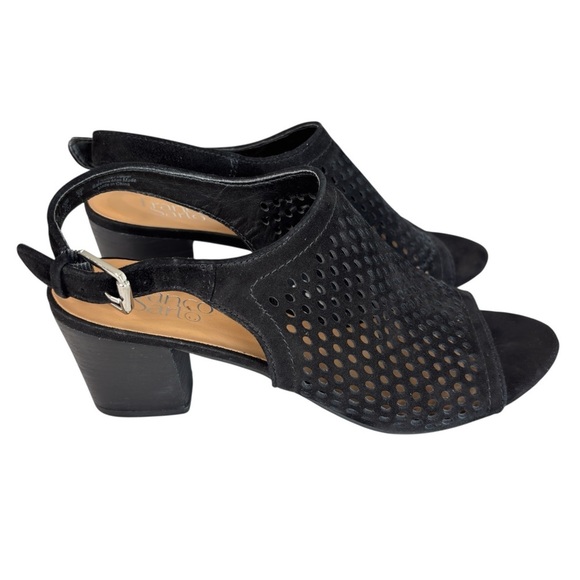 Franco Sarto Monaco2 Womens Dress Sandal Sz 9 Slingback Laser Cut Black Leather - Picture 14 of 14